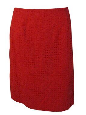 Talbots 14W 14 Red Eyelet Knee Length Skirt